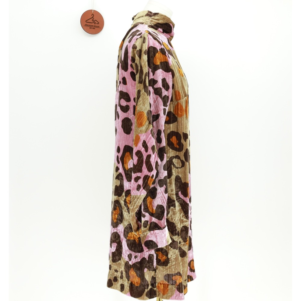 Anthropologie Layla Leopard Crushed Velvet Mini Dress Size 8 Balloon Sleeves - Picture 4 of 13